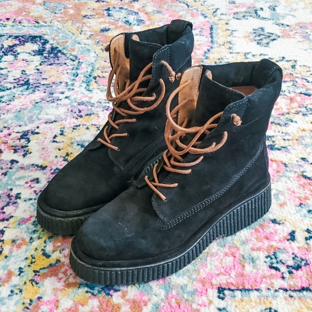 Rag & Bone Sloane Black Leather Lace Up Ankle Boots